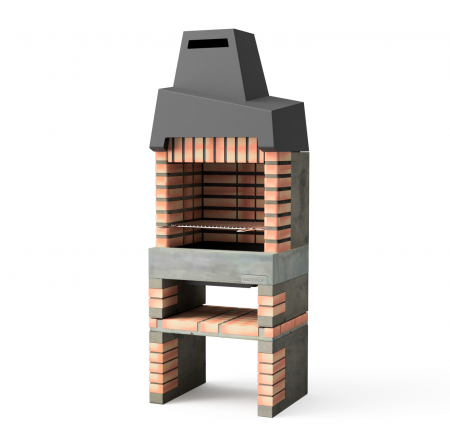 Gratare - Gratar pentru gradina Barbecue Cali Plus din beton si caramida, 76.5 × 58 × 215 cm
