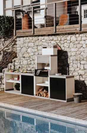 Gratar pentru gradina, Barbecue Venit Flex Plus, din beton, 78 × 47 × 185 cm [5]