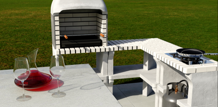 Gratar pentru gradina New Iberia Xl din beton si caramida, 70 × 47 × 190 cm [1]
