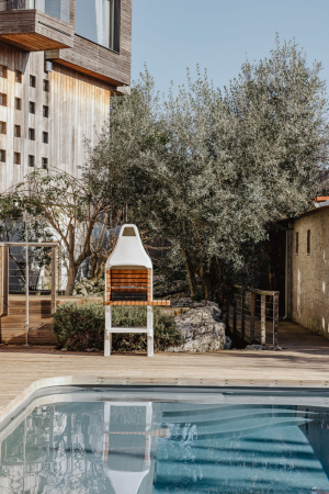 Gratar pentru gradina New Iberia Xl cu banc de lucru din beton si caramida, 95 × 47 × 190 cm [2]