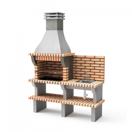 Gratare - Gratar pentru gradina New San Jorge din caramida din beton si caramida cu chiuveta din inox, 165 x 58 x 238 cm