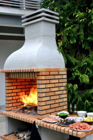 Gratar pentru gradina sines XL cu banc de lucru din beton si caramida, 178 × 70 × 255 cm [8]