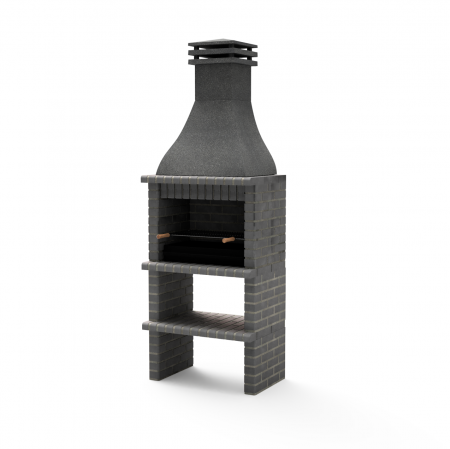 Bucatarii de vara Tuozi - Gratar pentru gradina Tuozi Barbecue Taos Plus din beton si otel, negru, 76 × 58 × 214 cm