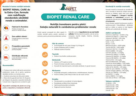 Hrana uscata cu pui pentru pisici sterilizate, cu probleme renale sau probleme ale tractului urinar, Biopet Renal Health Care, 1.2 Kg [2]