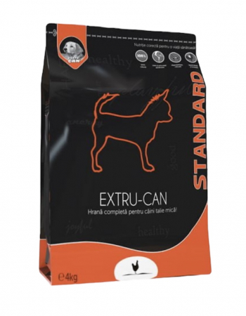 Hrana pentru animale - Hrana uscata pentru caini adulti de talie mica si foarte mica, Extru Can, cu pui, 4 Kg