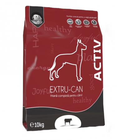 Hrana pentru animale - Hrana uscata pentru caini adulti foarte activi Extru Can, cu vita, 10 Kg