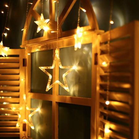 Instalatie luminoasa cu stelute tip cortina, MagicHome, 138 leduri, lumina calda, 230V, 50 Hz, 8 functii, 2.2x0.6/0.9 m [0]