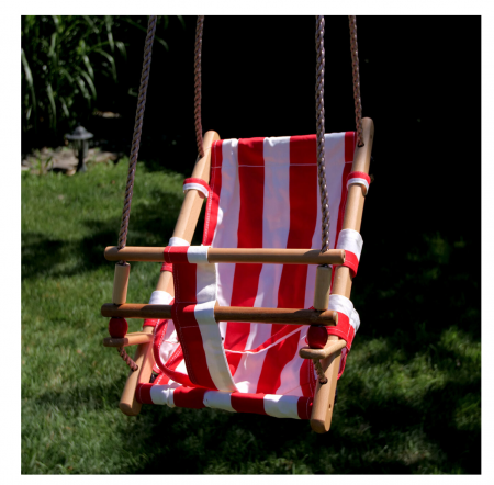 Leagan pentru copii, textil/lemn, rosu, max 70 kg, 36x24x45 cm [3]