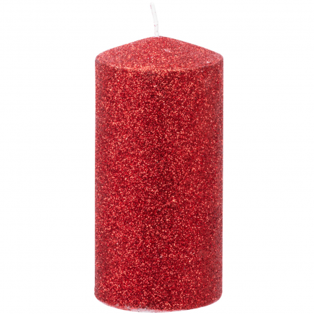 Lumanari si candele - Lumanare decorativa rosie cu sclipici, MagicHome de craciun 5x9.5 cm