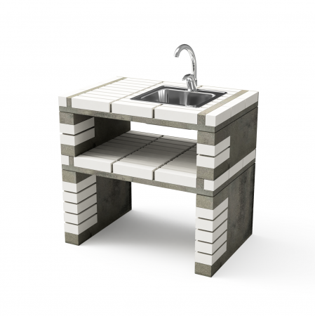 Mobilier gradina - Modul pentru gradina chiuveta Califórnia din beton si caramida, 86.5 × 58 × 81 cm