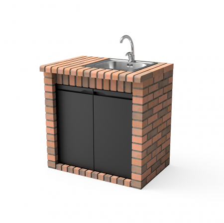 Bucatarii de vara Tuozi - Modul pentru gradina chiuveta cu dulap Volterra din beton si caramida, 95.5 × 70 × 88 cm