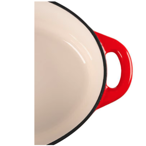 Oala de fonta ovala, emailata cu capac, maner din inox, rosie, 4.4 L, Magic Home [1]