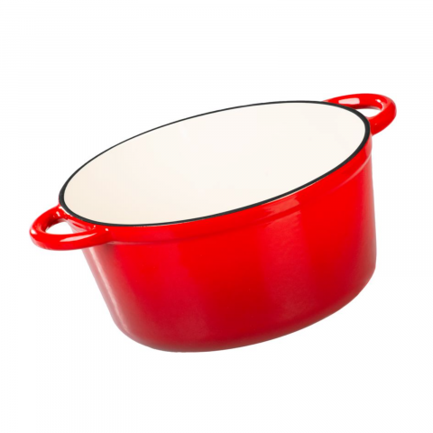 Oala din fonta MagicHome, emailata, rosie, cu capac, 4L, diametru 24 cm [1]