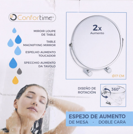 Oglinda cosmetica cu lupa 2X, Confortime, 18.5x3.9x18.5cm [4]