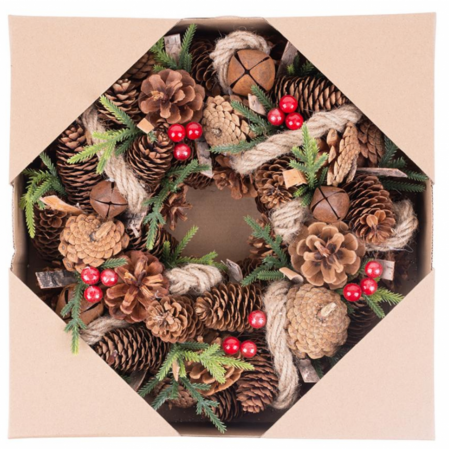 Coroana de Craciun MagicHome cu conuri de pin, multicolor, diametru 30 centimetri [2]