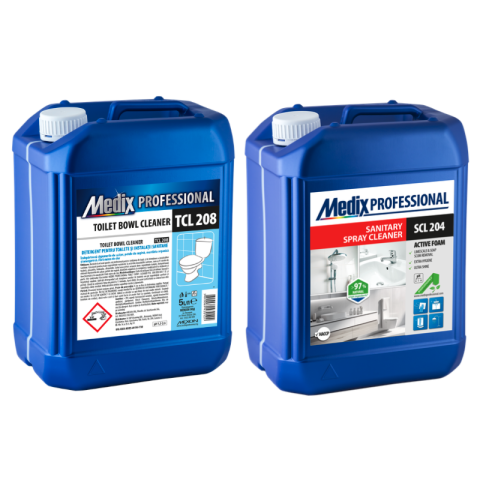 Pachet curățenie - Pachet Curățare Baie Profesional Medix Professional – Detergent WC + Spray Sanitar, 2×5L