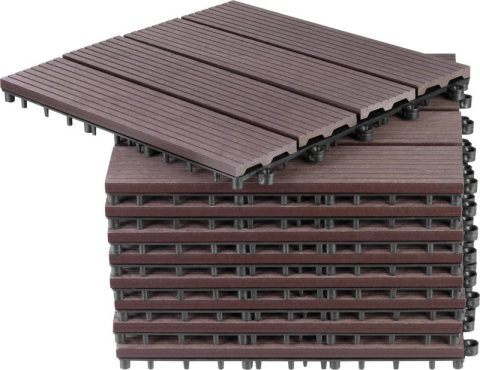 Accesorii pentru gradina - Podea de grădină din plastic, set 9 buc, 31x31cm, maro închis, Strend Pro