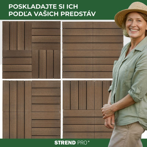 Podea de grădină din plastic, set 9 buc, 31x31cm, maro închis, Strend Pro [3]