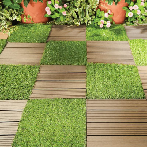 Podea de grădină din plastic, set 9 buc, 31x31cm, maro închis, Strend Pro [9]
