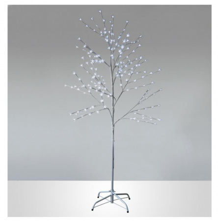 Instalatii de Craciun - Pom decorativ cu iluminat led, lumina rece, aspect de cires alb,120 led-uri, 180 cm