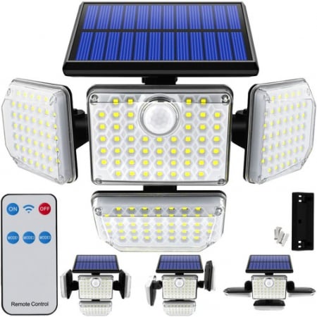 Proiector led 9W cu panou solar si baterie de 2400mAh, IP65, 171 leduri, 20x29x10 cm, Izoxis [0]