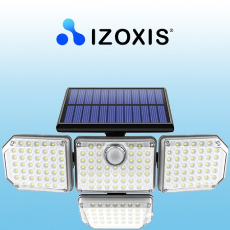 Proiector led 9W cu panou solar si baterie de 2400mAh, IP65, 171 leduri, 20x29x10 cm, Izoxis [10]