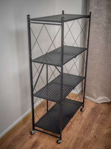 Raft depozitare pliabil cu roți MagicHome, metalic, 4 polițe, 127x72x34 cm, max. 200 kg [5]