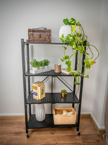 Raft depozitare pliabil cu roți MagicHome, metalic, 4 polițe, 127x72x34 cm, max. 200 kg [3]