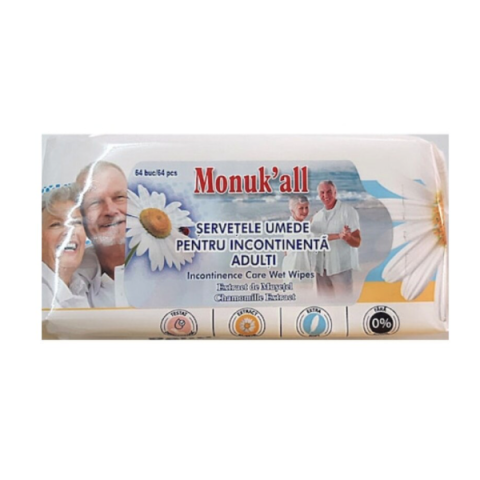 Curatenie - Servetele umede incontinenta adulti Monukall 64 buc