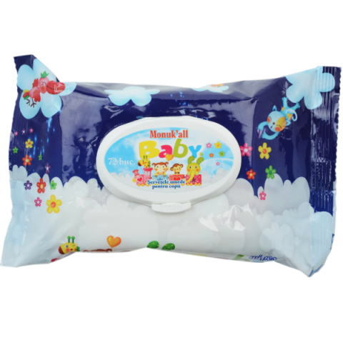 Servetele umede - Servetele umede pentru copii Monuk All Baby Blue, pachet cu 72 bucati