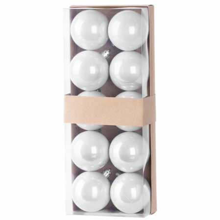 Set 10 globuri pentru bradul de Craciun, albe lucioase, MagicHome, diametru 6 cm [0]