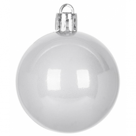 Set 10 globuri pentru bradul de Craciun, albe lucioase, MagicHome, diametru 6 cm [1]