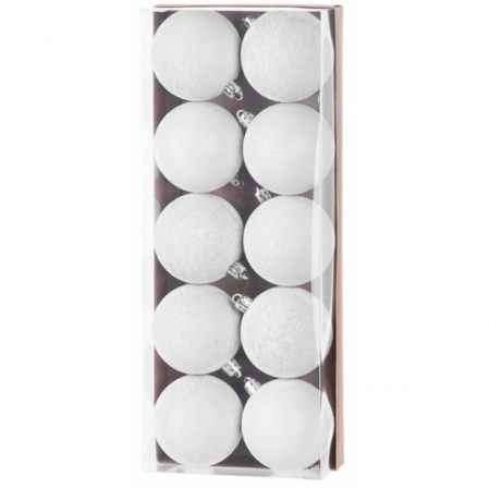 Set 10 globuri pentru bradul de Craciun, albe, MagicHome, diametru 6 cm [0]