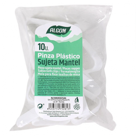 Set 10 cleme/clipsuri pentru fixarea fetei de masa, Algon, Albe [0]