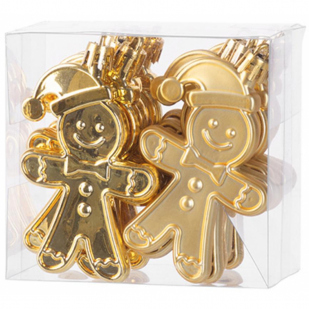 Set 12 globuri in forma de om de turta dulce, auriu, 8 cm, MagicHome [0]