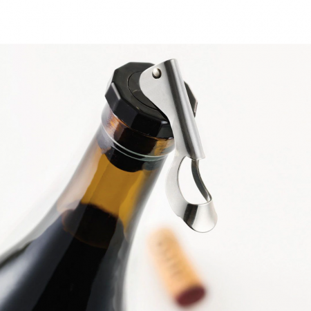 Set 2 dopuri pentru sticlele de vin din cauciuc si inox, Wooow, negru [1]