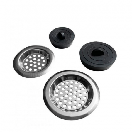 Articole bucatarie - Set 2 site din inox + 2 dopuri de cauciuc pentru chiuvete, cazi, bideuri, Wooow