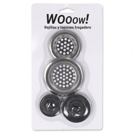 Set 2 site din inox + 2 dopuri de cauciuc pentru chiuvete, cazi, bideuri, Wooow [1]