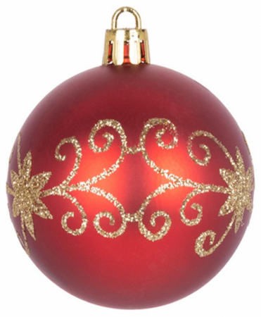 Set 20 globuri pentru bradul de Craciun cu ambalaj festiv, diametru 6 cm, rosii, material plastic, MagicHome [1]