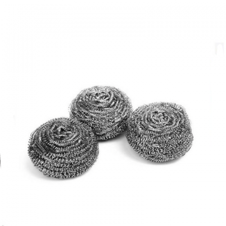 Articole bucatarie - Set 3 Bureti de sarma Wooow pentru curatarea oalelor si tigailor, otel inoxidabil, 6.5 cm