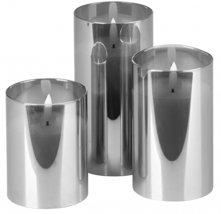 Set 3 lumanari cu led din ceara cu suport de stcla si efect de flacara, 3xAAA, MagicHome [1]