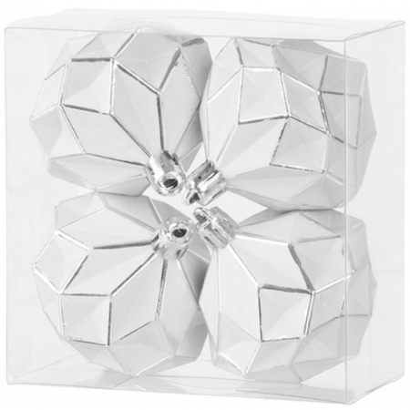 Set 4 globuri pentru bradul de craciun, 6 cm diametru, alb, MagicHome [0]