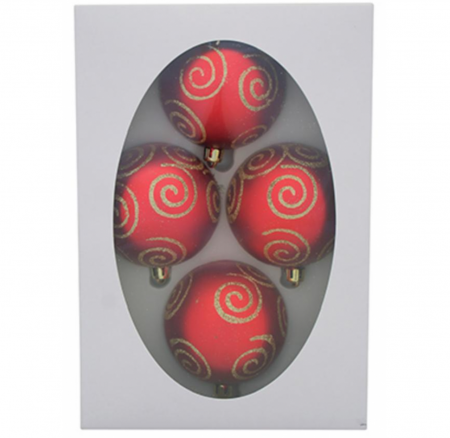 Globuri - Set 4 globuri pentru bradul de craciun, MagicHome, rosii, diametru 7 cm