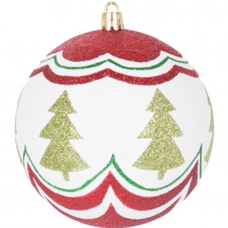 Set 4 globuri pentru bradul de craciun, MagicHome, rosu/alb/verde, 10 cm diametru [2]