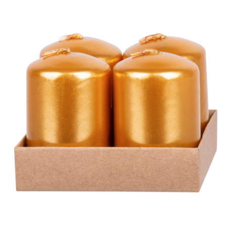 Lumanari si candele - Set 4 lumanari aurii lucioase Magic Home de Crăciun, 4x6 cm