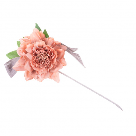 Set 6 bucati bujor cu frunză pentru pentru bradul de craciun, piersicuta, diametru floare 17 cm [0]
