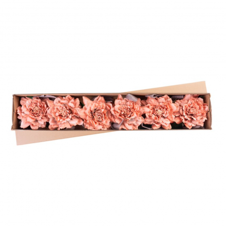 Set 6 bucati bujor cu frunză pentru pentru bradul de craciun, piersicuta, diametru floare 17 cm [1]