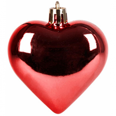 Set 6 globuri in forma de inima pentru bradul de craciun, rosii , diametru 6 cm, MagicHome [1]