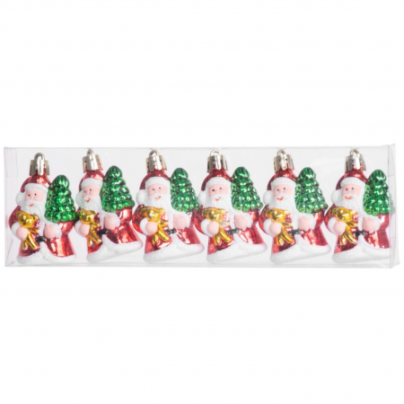 CRACIUN - Set 6 globuri pentru bradul de craciun in forma de mos craciun, 6 cm, MagicHome