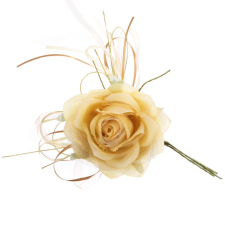 Set 6 trandafiri aurii decorativi pentru bradul de craciun, diametru floare 11 cm, lungime 22 cm, MagicHome [0]